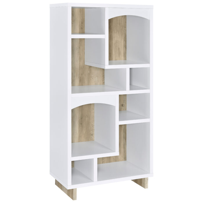Dalton 65-inch 6-shelf Bookcase White and Distressed Pine product image