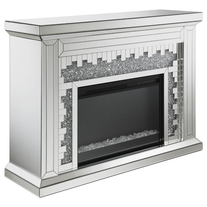 Gilmore Mirrored Freestanding Electric Fireplace Silver product image