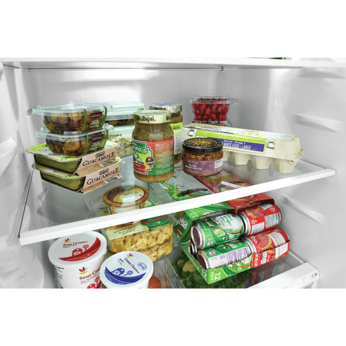 FFHT1822UV 18 Cu. Ft. Top Freezer Refrigerator in Brushed Steel By Frigidaire refrigerator shelf close up product image