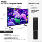 DU7200 Samsung 60" 4K LED Crystal UHD Specs Product Image