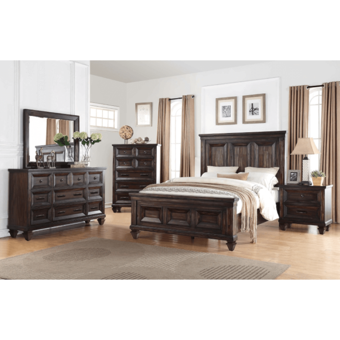 Furniture product 6 piece set queen New Classic Sevilla in dark walnut finish