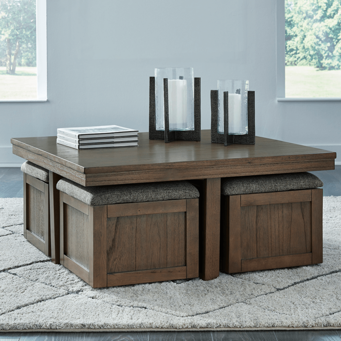 T738-20 Boardernest Coffee Table with 4 Stools By Ashley Product image