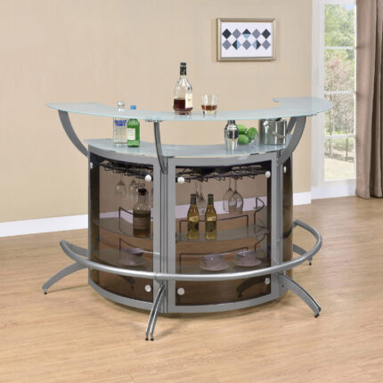 Dallas 3-piece Curved Freestanding Home Bar Cabinet Silver product image