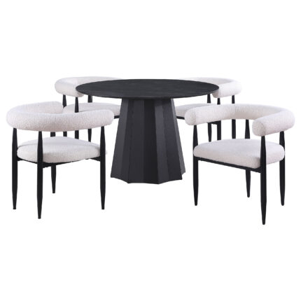 Camden 5-piece Round Faux Marble Top Dining Table Set Black product image