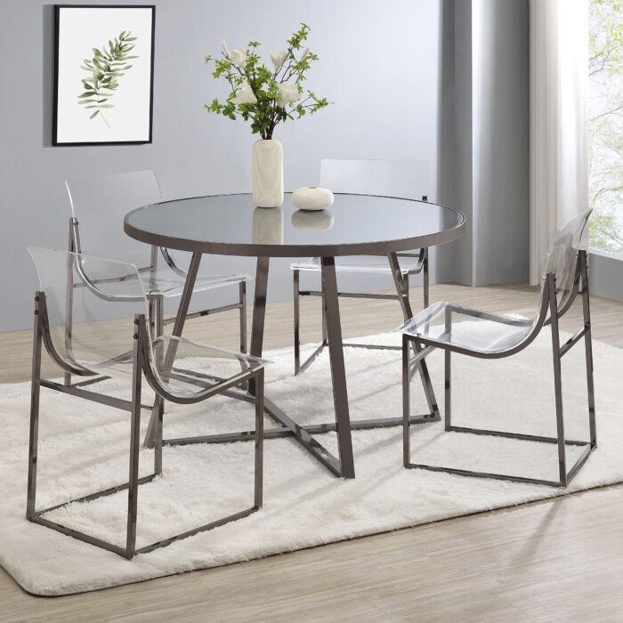 Jillian 5-piece Round Mirror Top Dining Set Black Nickel product image