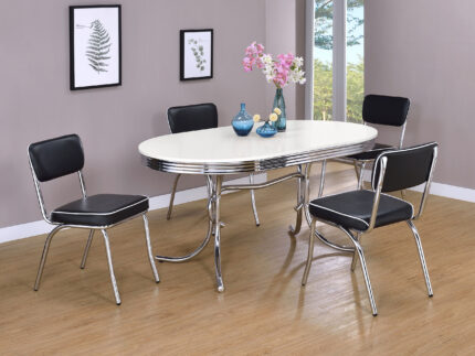 Retro 5-piece Oval Dining Table Set White and Black product image