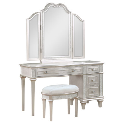 Evangeline 4-drawer Vanity Set with Stool Silver Oak product image
