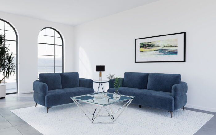Lively 2-piece Chenille Upholstered Sofa Set Blue product image