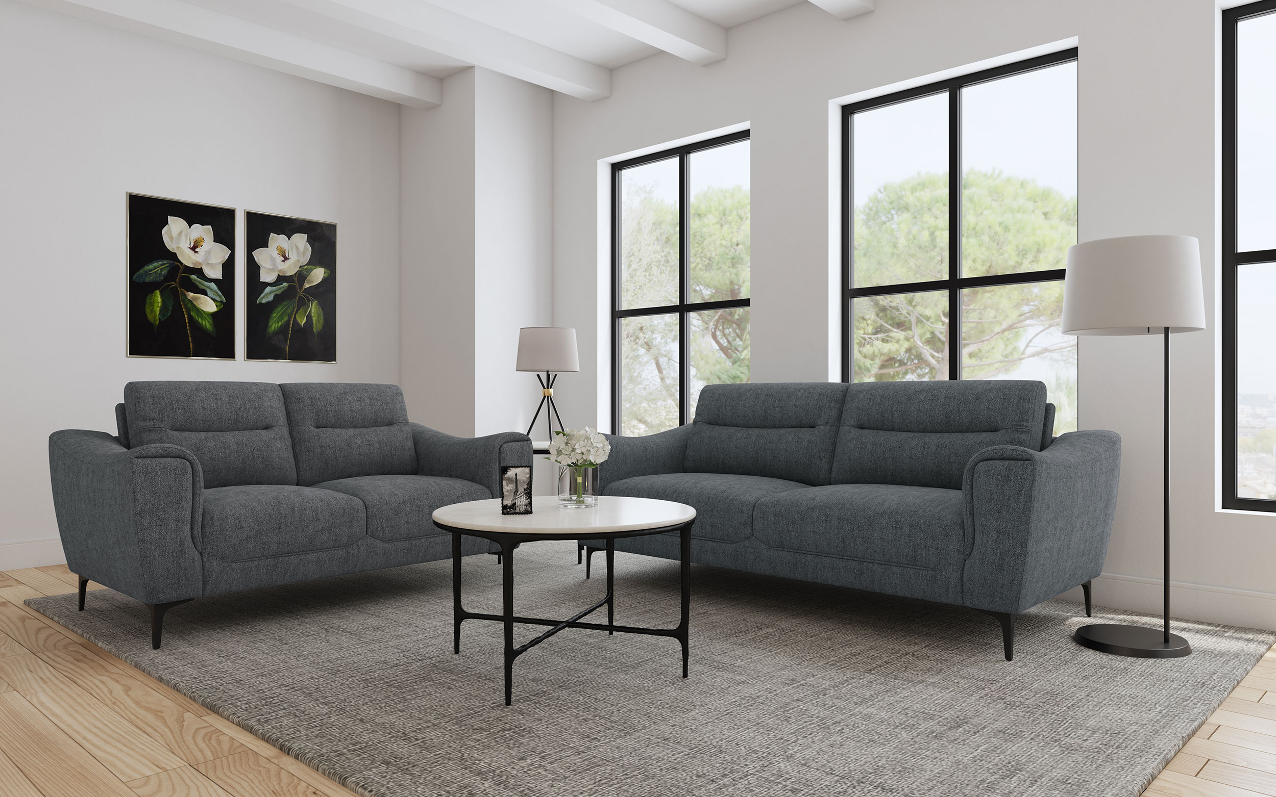 Nolan 2-piece Upholstered Sofa Set Charcoal Nolan 2-piece Upholstered Sofa Set Charcoal product image