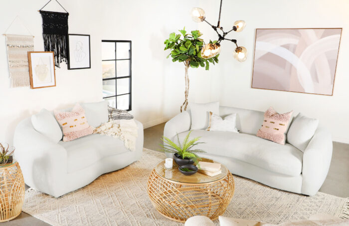 Isabella 2-piece Faux Sheepskin Upholstered Sofa Set Natural product image
