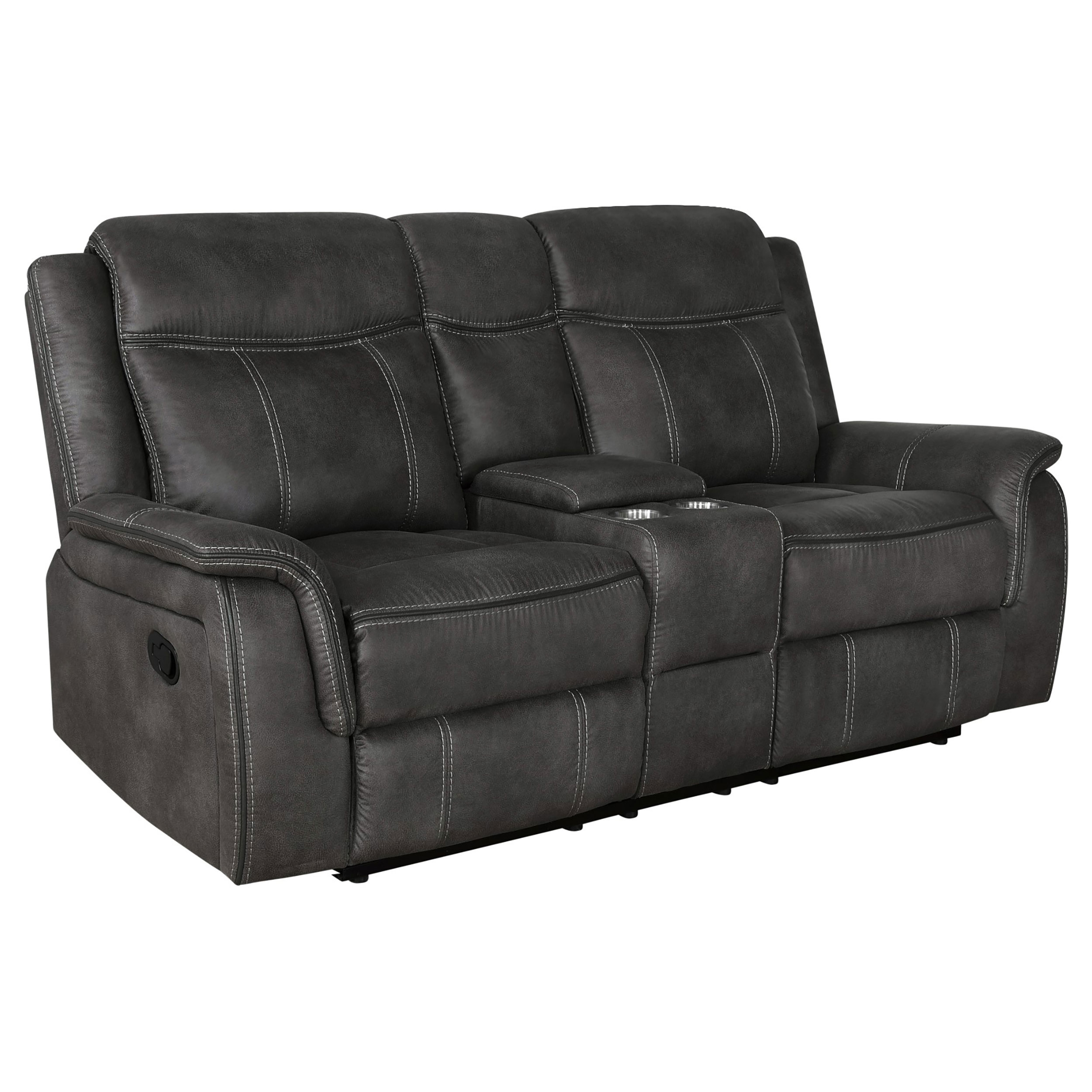 Lawrence Upholstered Padded Arm Reclining Loveseat Charcoal Lawrence Upholstered Padded Arm Reclining Loveseat Charcoal product image