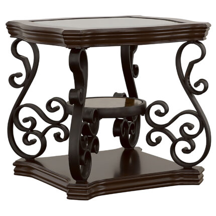 Laney 1-shelf Glass Top Rectangular End Table Deep Merlot product image