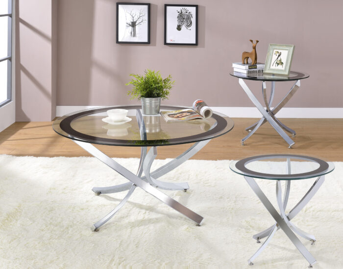 Brooke 3-piece Round Coffee and End Table Set Chrome product image