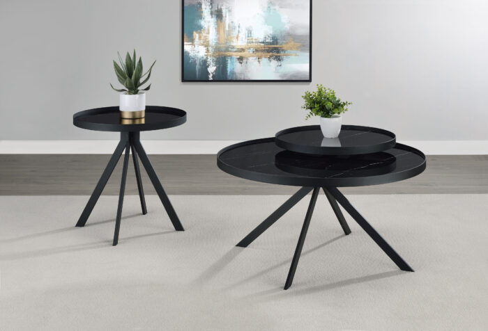 Briggs 2-piece Round Coffee and End Table Set Black product image