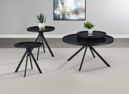 Briggs 3-piece Round Coffee and End Table Set Black product image