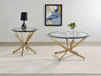 Brooke 2-piece Round Coffee and End Table Set Rose Brass product image