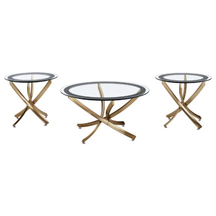 Brooke 3-piece Round Coffee and End Table Set Rose Brass product image