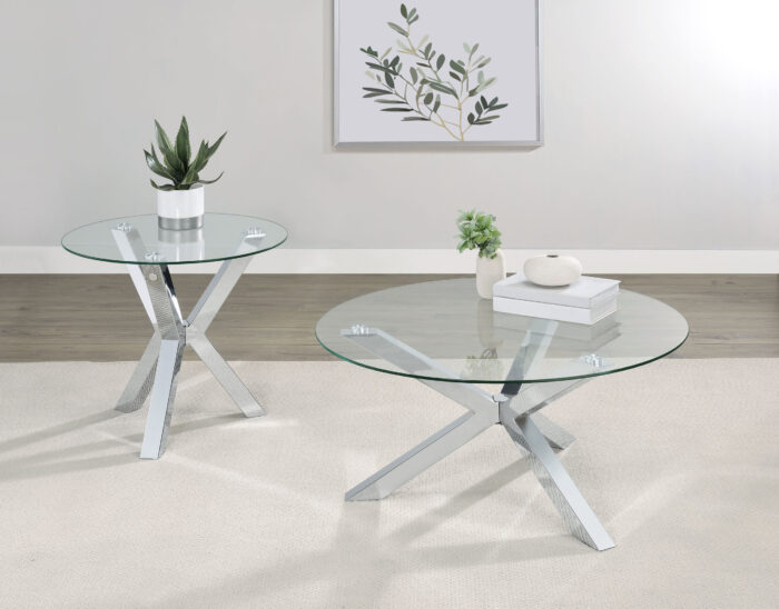 Kenzie 2-piece Round Coffee and End Table Set Chrome product image