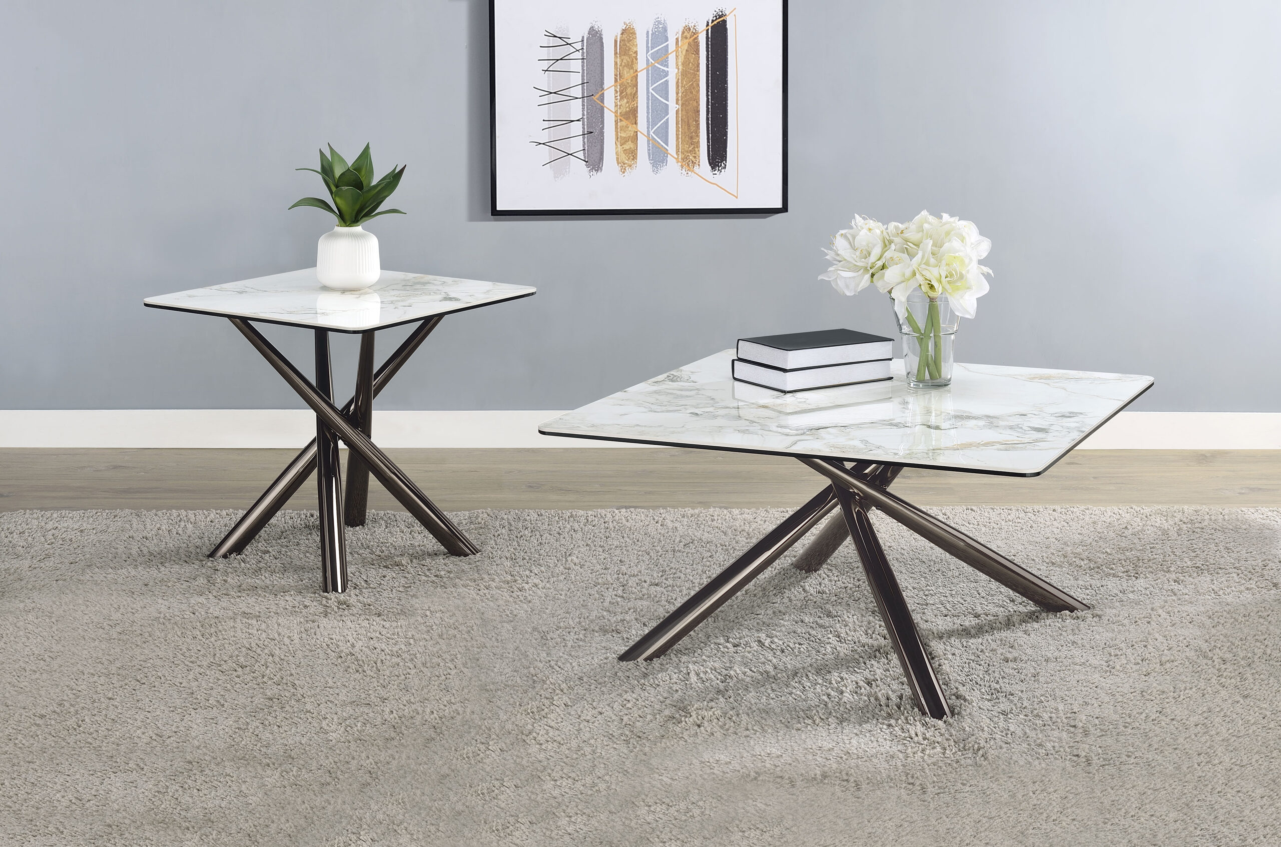 Carvell 2-piece Square Coffee and End Table Set Mirage White Carvell 2-piece Square Coffee and End Table Set Mirage White product image