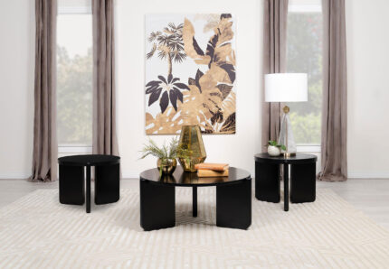 Cordova 3-piece Solid Wood Coffee and End Table Set Black product image