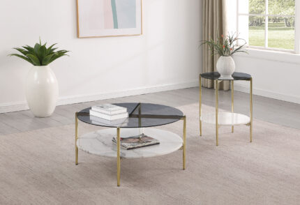 Jonelle 2-piece Round Coffee and End Table Set Gold product image