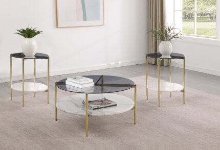 Jonelle 3-piece Round Coffee and End Table Set Gold product image