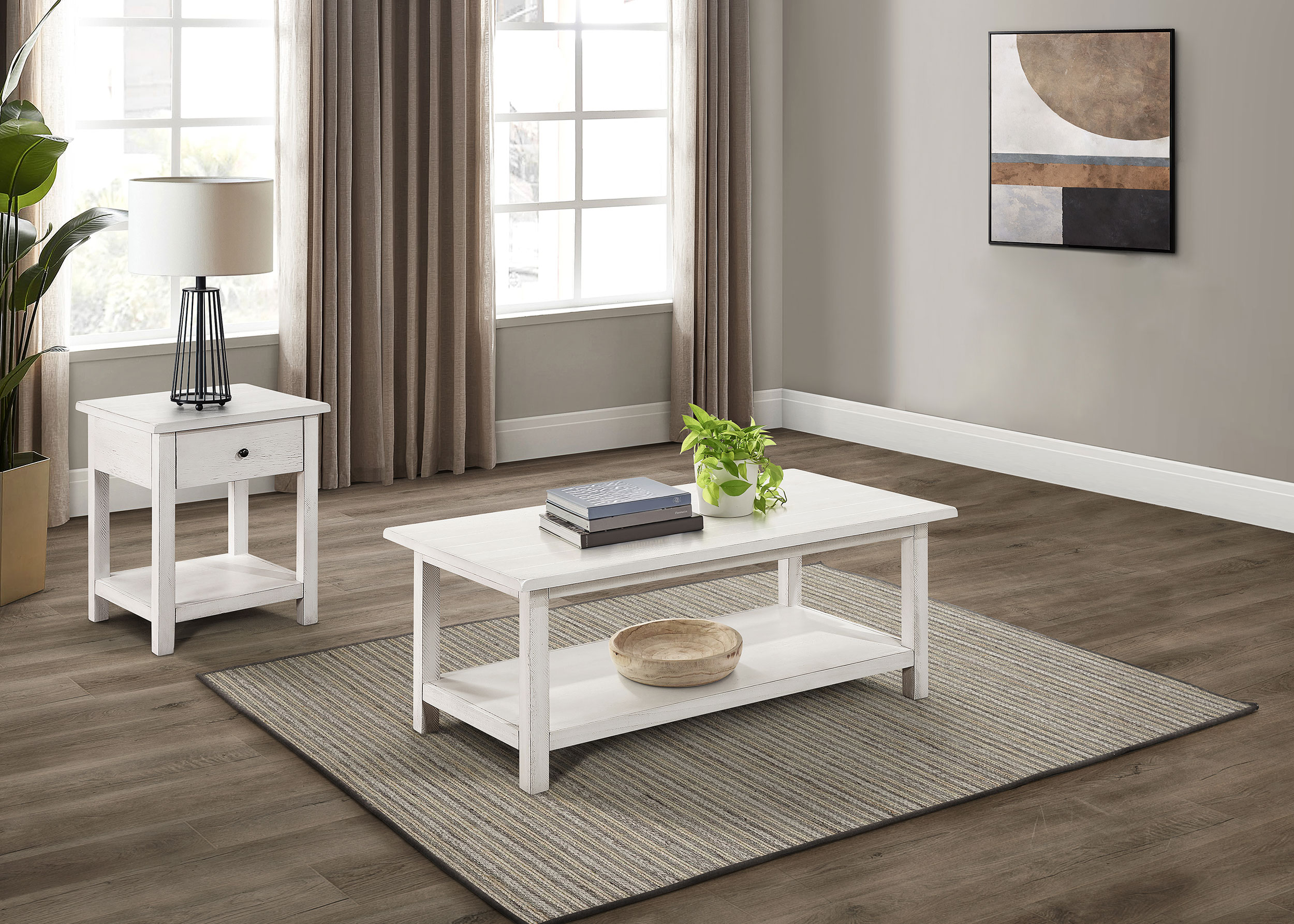 Payne 2-piece Coffee and 1-drawer End Table Set White Payne 2-piece Coffee and 1-drawer End Table Set White product image