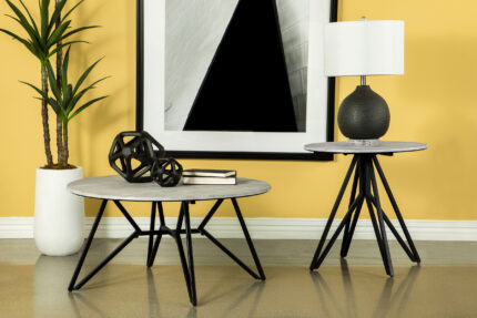 Hadi 2-piece Round SmartTop Coffee and End Table Set Cement product image