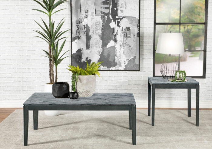 Mozzi 2-piece Coffee and End Table Set Grey Faux Marble product image