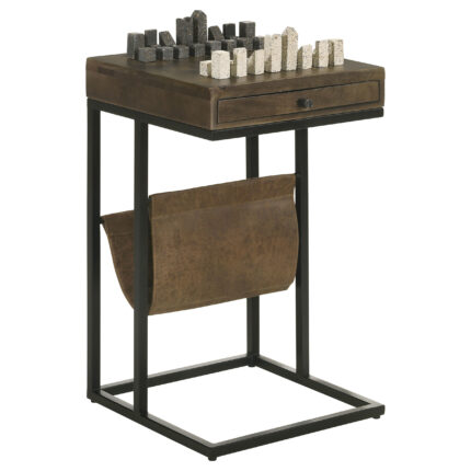 Chessie 1-drawer Side Table With Leatherette Sling Tobacco product image