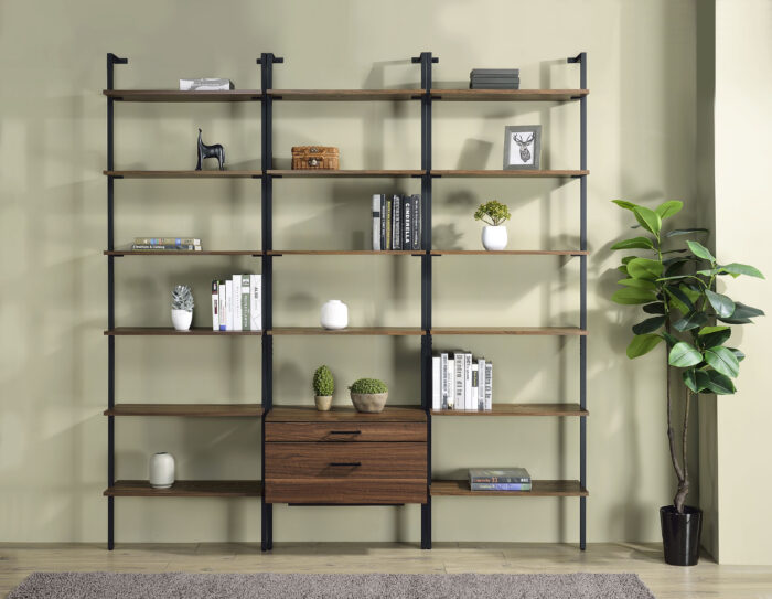 Owens 3-piece 96-inch Wall Mounted Bookshelf Set Walnut product image