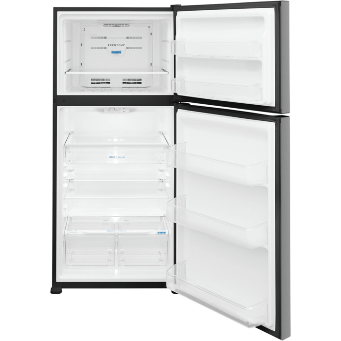 FFTR2045VS Frigidaire 20 Cu. Ft. Garage Ready Top Freezer Refrigerator fridge freezer controls open and empty product image