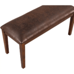 VH646 Glendale 6 Piece Dining Set in Brown Wood & Brown Leatherette By Vilo Home bench close up product image