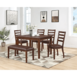 VH646 Glendale 6 Piece Dining Set in Brown Wood & Brown Leatherette By Vilo Home product image