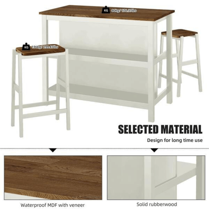 Dtwnek Dining Table with 2 Open Shelves, Dining Table Stools for Kitchen Dining Room By Simply Relax materials product image