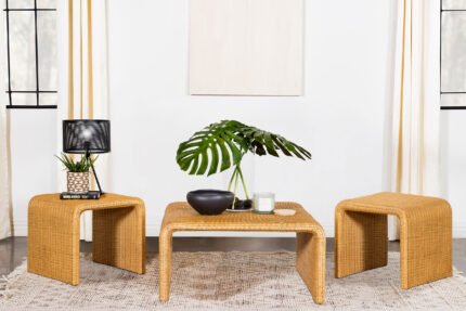 Cahya 3-piece Rattan Coffee and End Table Set Natural product image