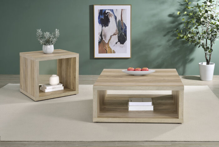 Frisco 2-piece Coffee and End Table Set Distressed Pine product image