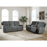 Barnsana Power Reclining Sofa and Loveseat with Console in Ash By Ashley no coffee tables product image