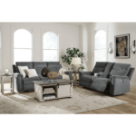 Barnsana Power Reclining Sofa and Loveseat with Console in Ash By Ashley product image