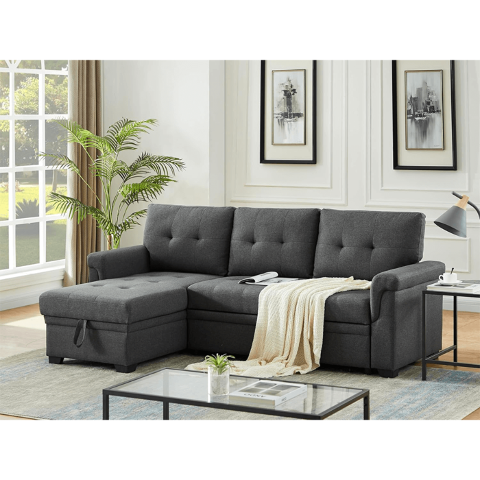 Lucca Sectional Sleeper with Pull Out Bed and Storage By Lilola in room product image