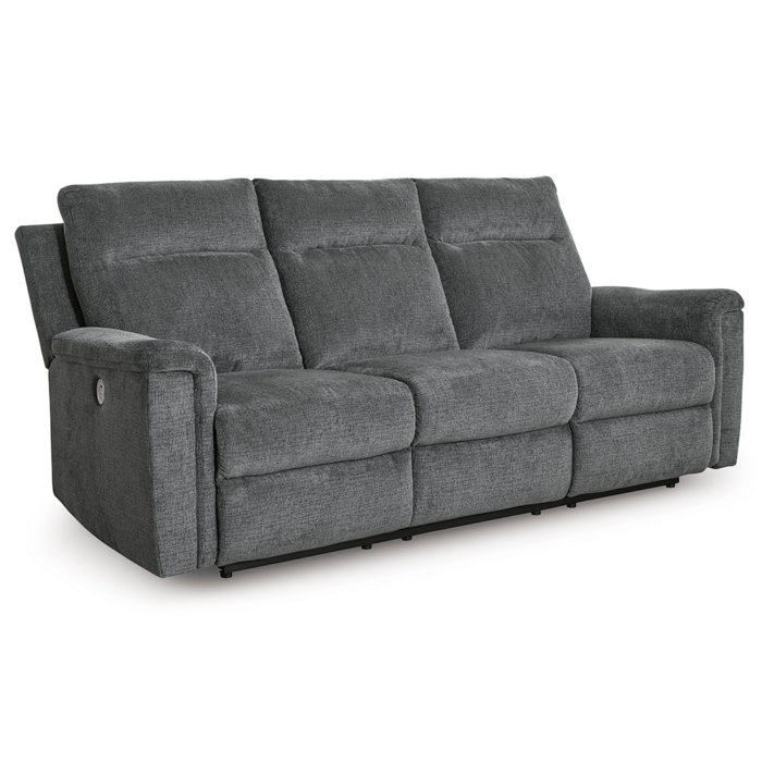 Barnsana Power Reclining Sofa in Ash By Ashley angled product image