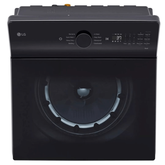 LG 5.3 cu. ft. Mega Capacity Smart Top Load Washer with 4-Way Agitator, EasyUnload & AI Sensing top view closed product image