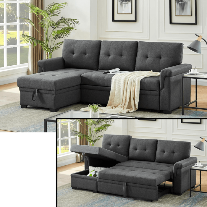 Lucca Sectional Sleeper with Pull Out Bed and Storage By Lilola product imaghe