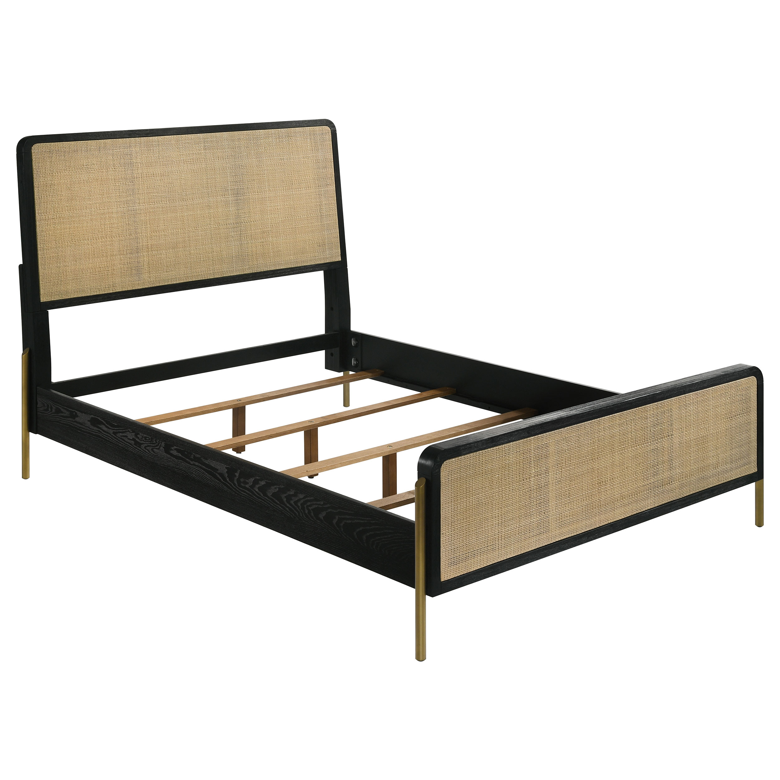 Arini Rattan California King Panel Bed Black and Natural Arini Rattan California King Panel Bed Black and Natural product image