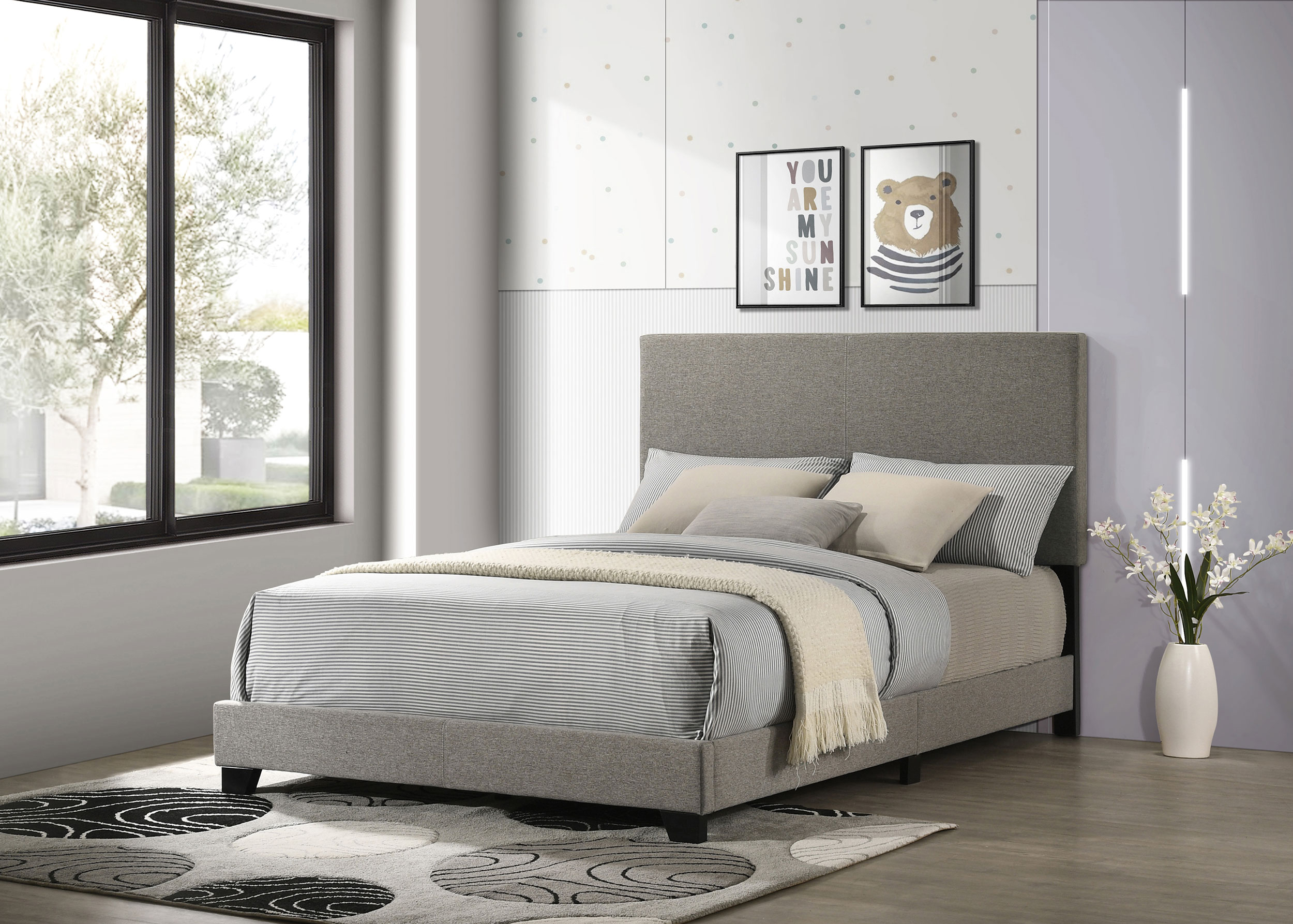 Dorian Fabric Upholstered Full Panel Bed Taupe Dorian Fabric Upholstered Full Panel Bed Taupe product image