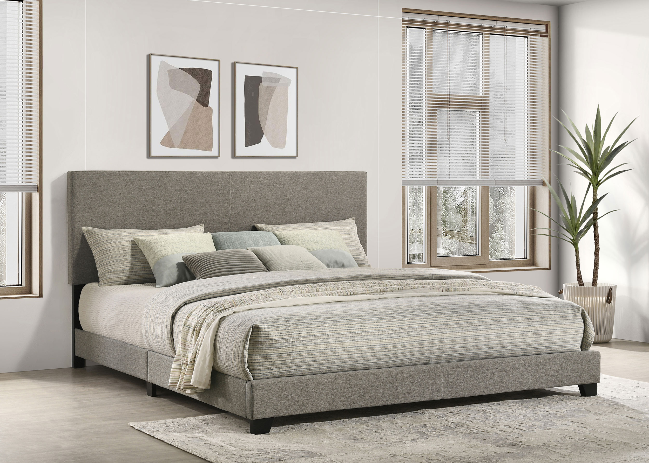Dorian Fabric Upholstered Eastern King Panel Bed Taupe Dorian Fabric Upholstered Eastern King Panel Bed Taupe product image