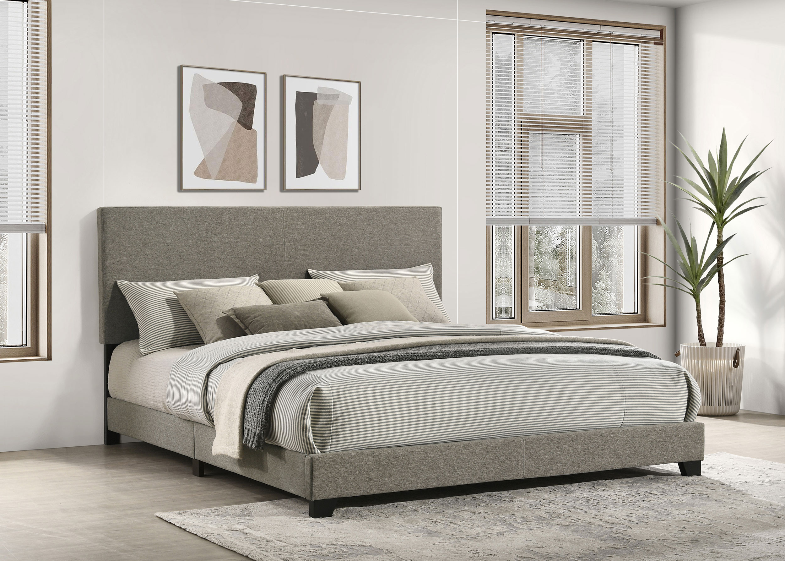 Dorian Fabric Upholstered California King Panel Bed Taupe Dorian Fabric Upholstered California King Panel Bed Taupe product image