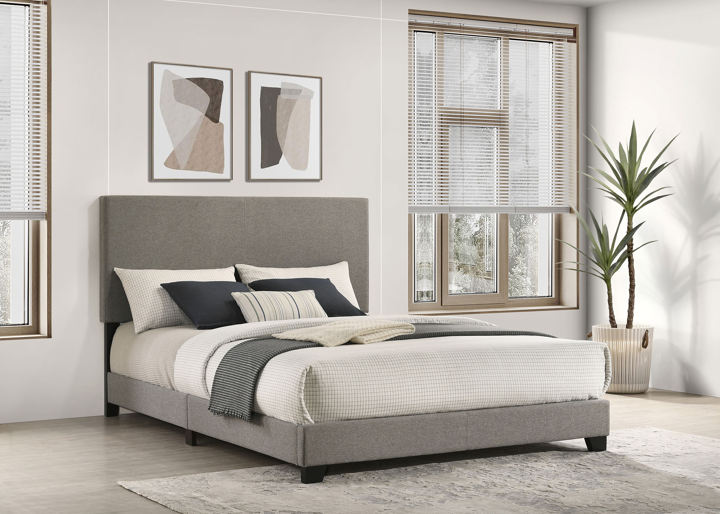 Dorian Fabric Upholstered Queen Panel Bed Taupe Dorian Fabric Upholstered Queen Panel Bed Taupe product image
