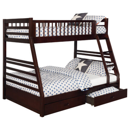 Ashton 2-drawer Wood Twin Over Full Bunk Bed Cappuccino product image