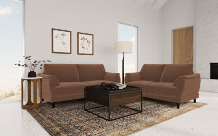 Selma 2-piece Velvet Upholstered Crescent Arm Sofa Set Rust product image